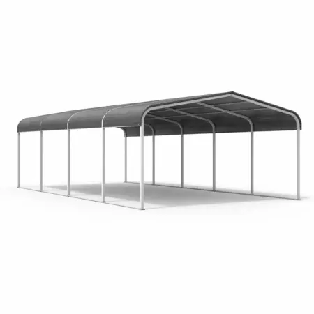 Tettoia per auto capannone in metallo e acrilico di colore grigio dimensioni 600 x 300 x 230 cm