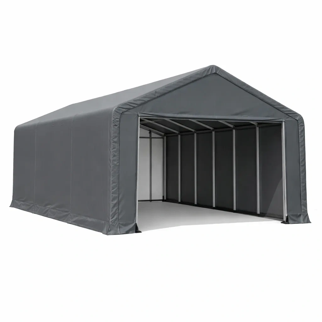 Tettoia per auto tenda garage in acciaio e polietilene di colore grigio dimensioni 600 x 300 x 250 cm