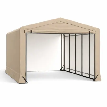 Tettoia per auto portatile in acciaio e pvc di colore beige dimensioni 300 x 600 x 250 cm