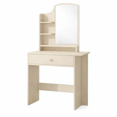 Toeletta en mdf avec miroir et tiroir couleur crème