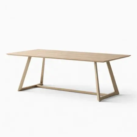 Tavolo da pranzo rettangolare in legno di rovere naturale dimensioni 200 x 90 x 75 cm