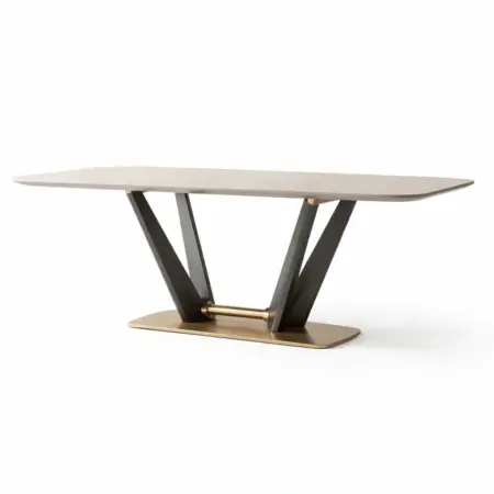 Tavolo da pranzo rettangolare in mdf e metallo con dettagli in ottone dimensioni 200 x 100 x 75 cm