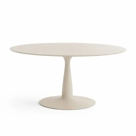 Tavolo da pranzo rotondo in mdf di colore beige